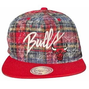 MITCHELL & NESS NBA Plaid Acid Washed‎ Chicago Bulls Exclusive Snapback Hat RARE